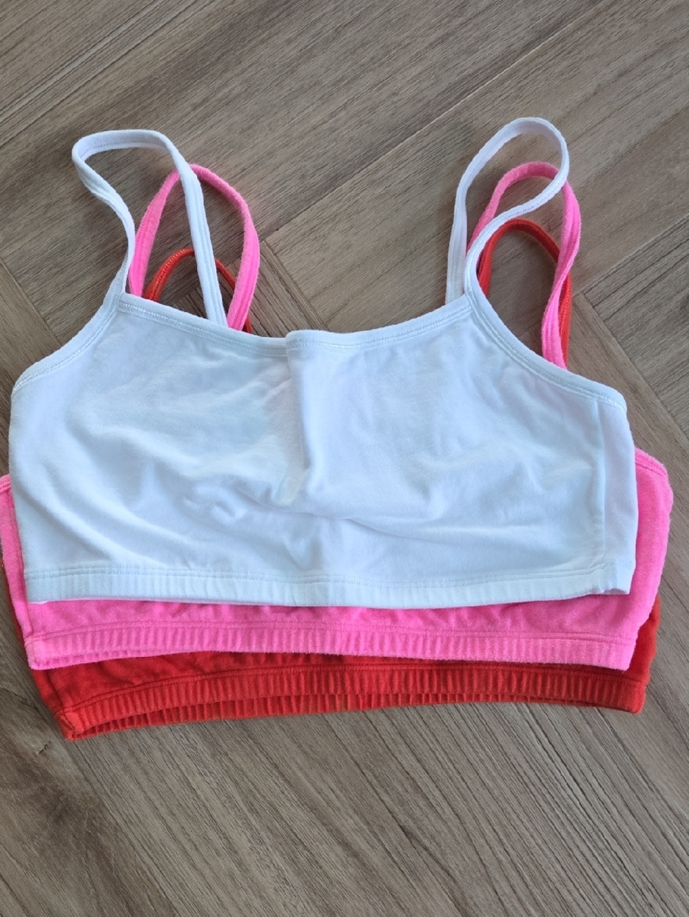Fruit Of The LoomStacked Cotton Bralette Set - White, Pink, Red 36